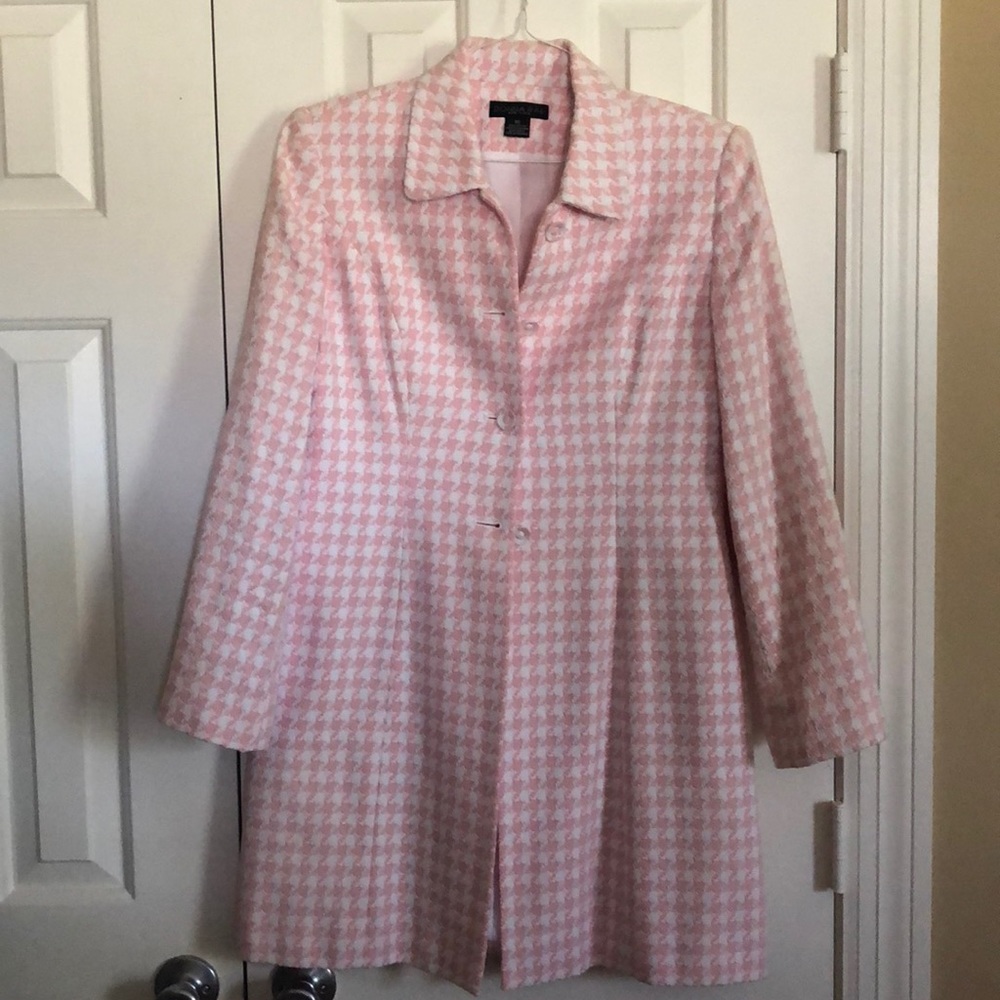 Pink and white checked coat/blazer